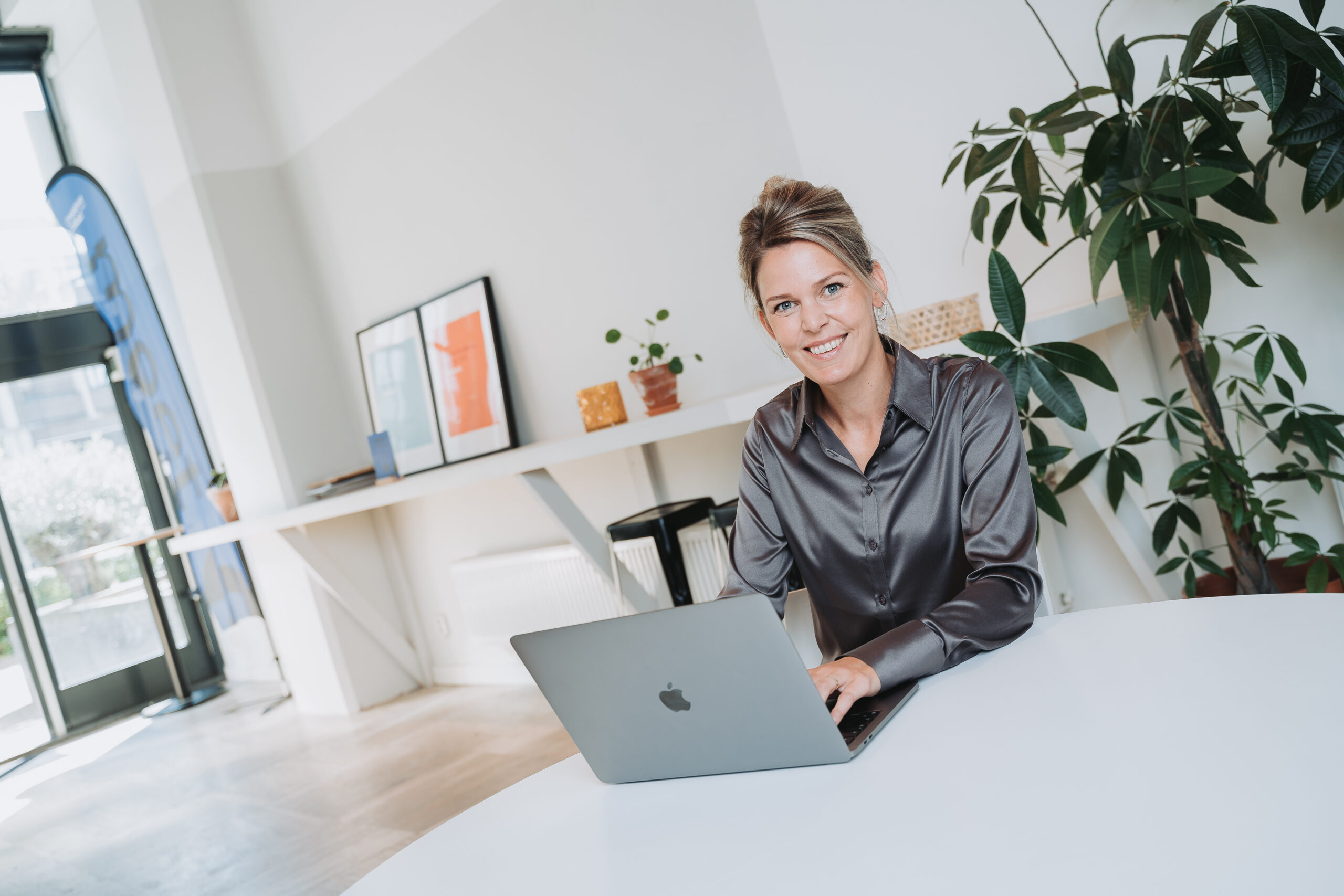 Our colleague Marijke at the office